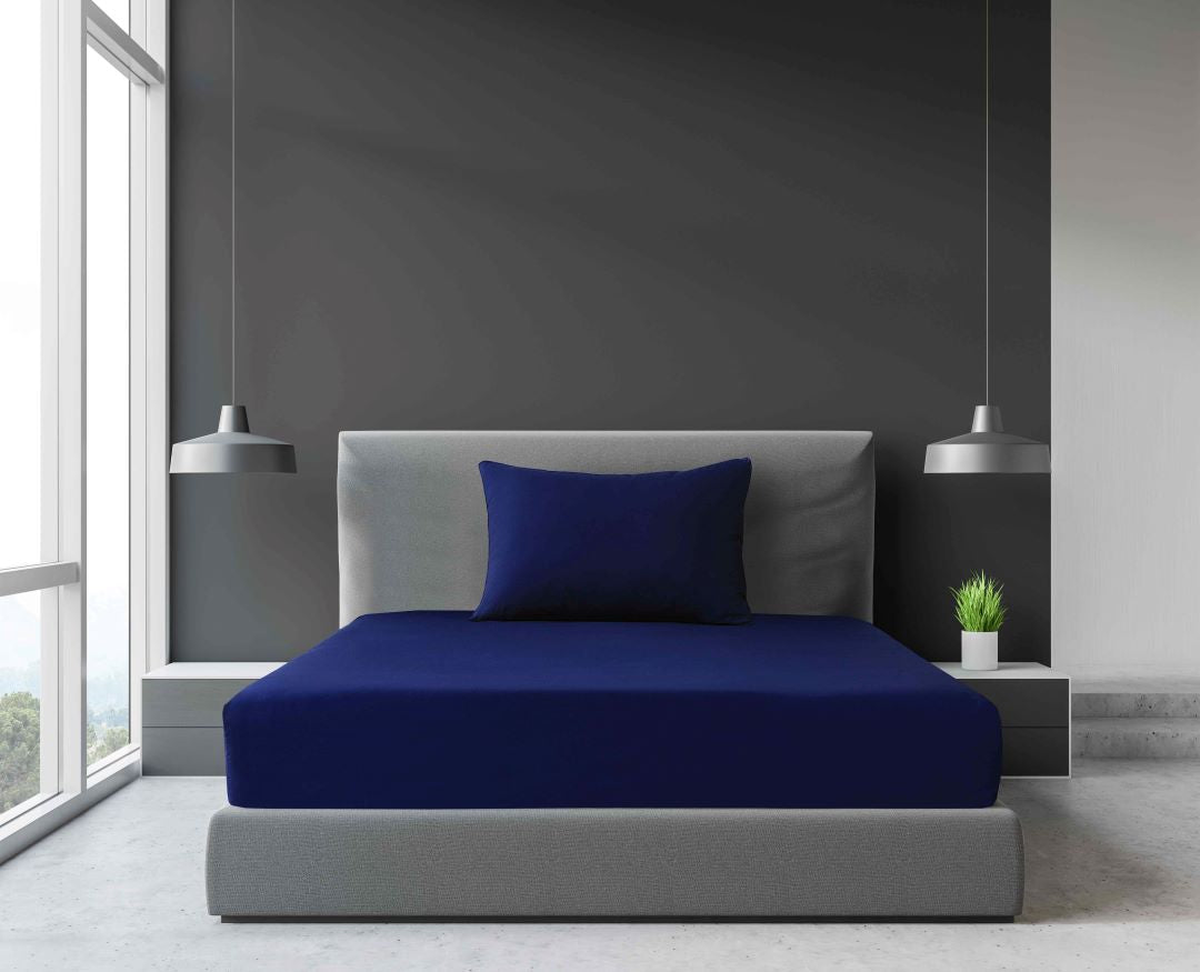 Blue Single Fitted Bed Sheet