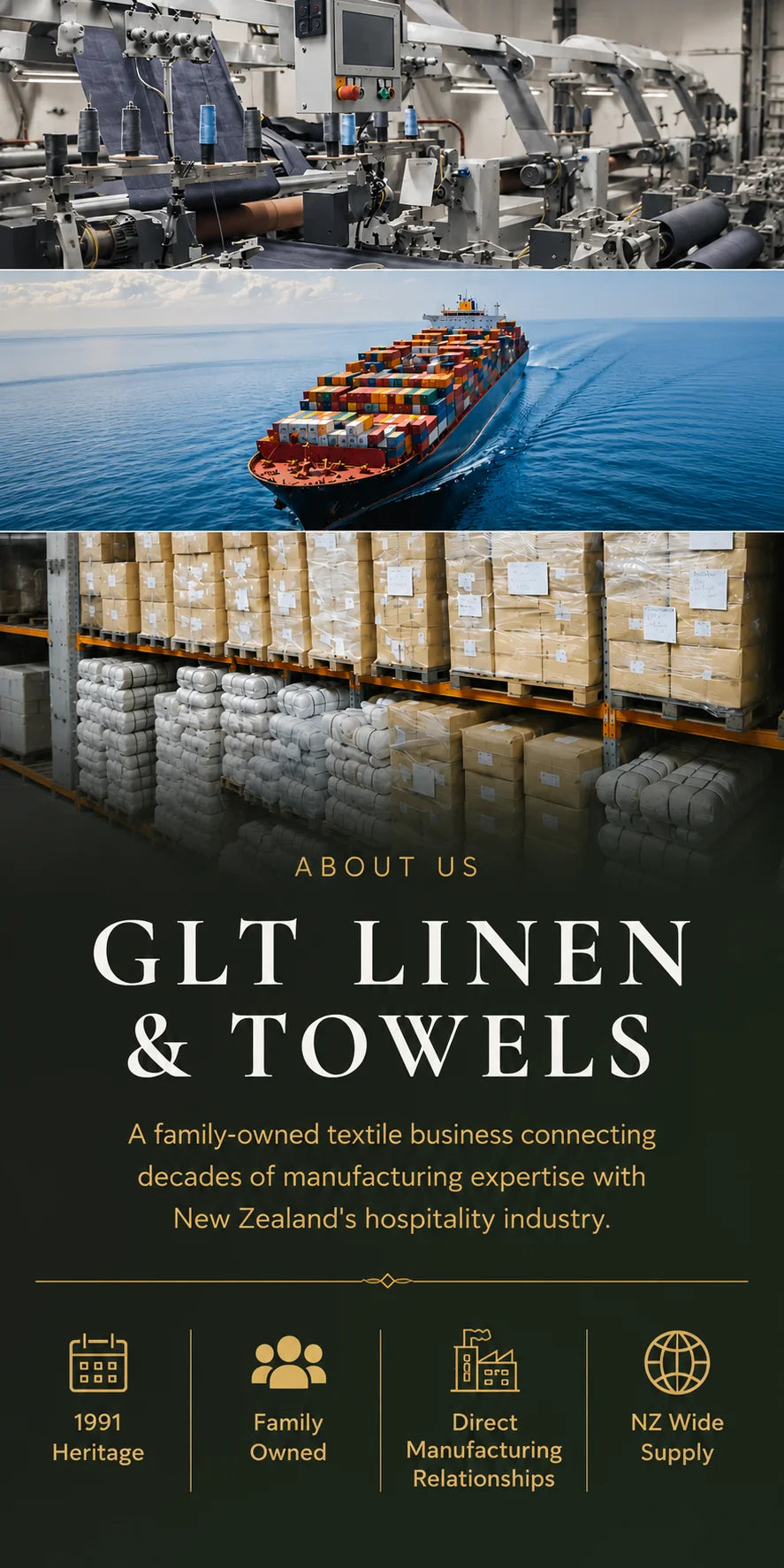 Family-owned GLT Linen & Towels supplying commercial hotel linen and wholesale towels to hospitality businesses across New Zealand.