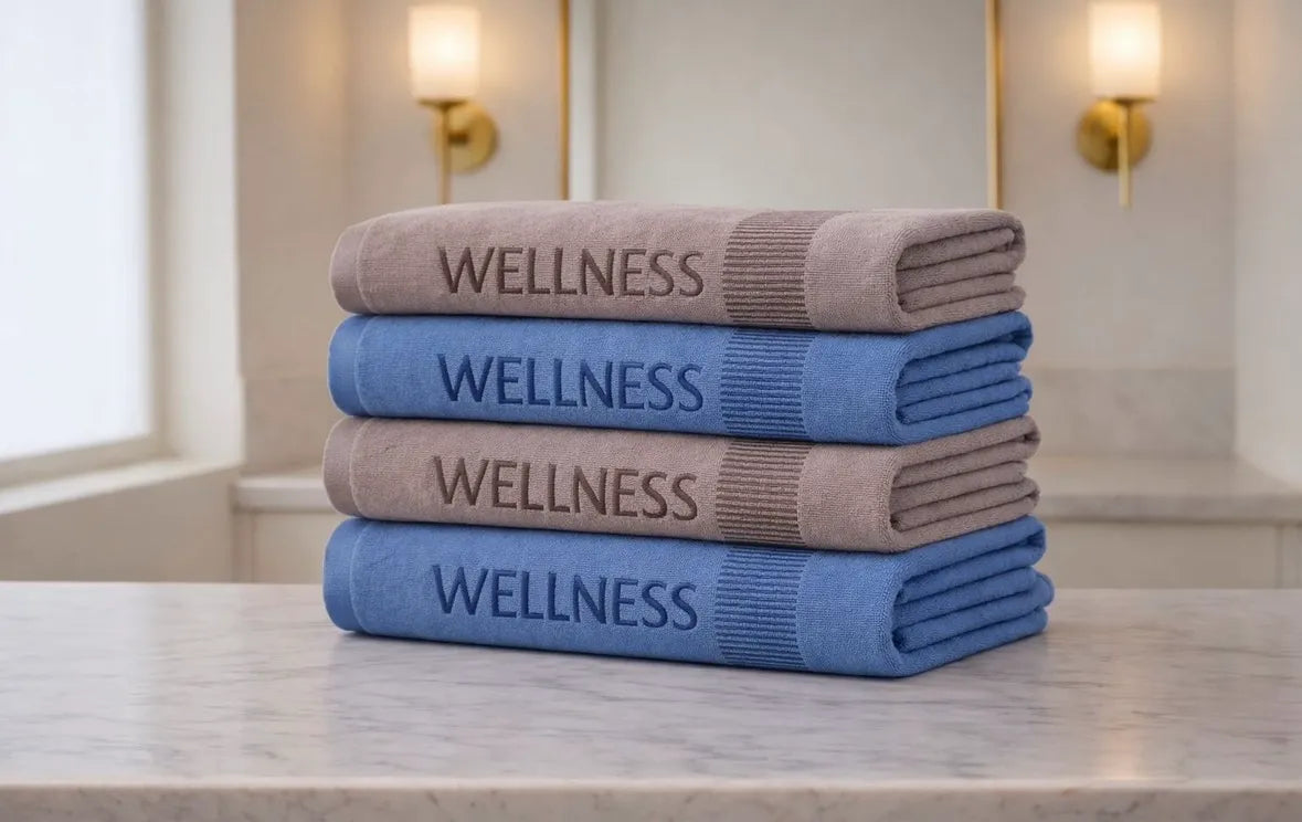 Eco Wellness Jumbo Towel - Taupe & Blue range