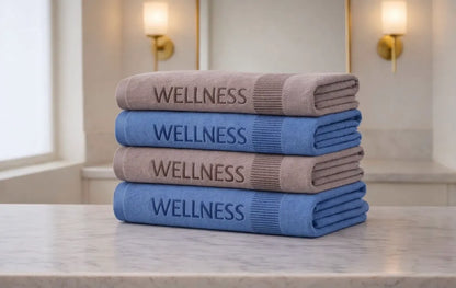 Eco Wellness Jumbo Towel - Taupe & Blue range